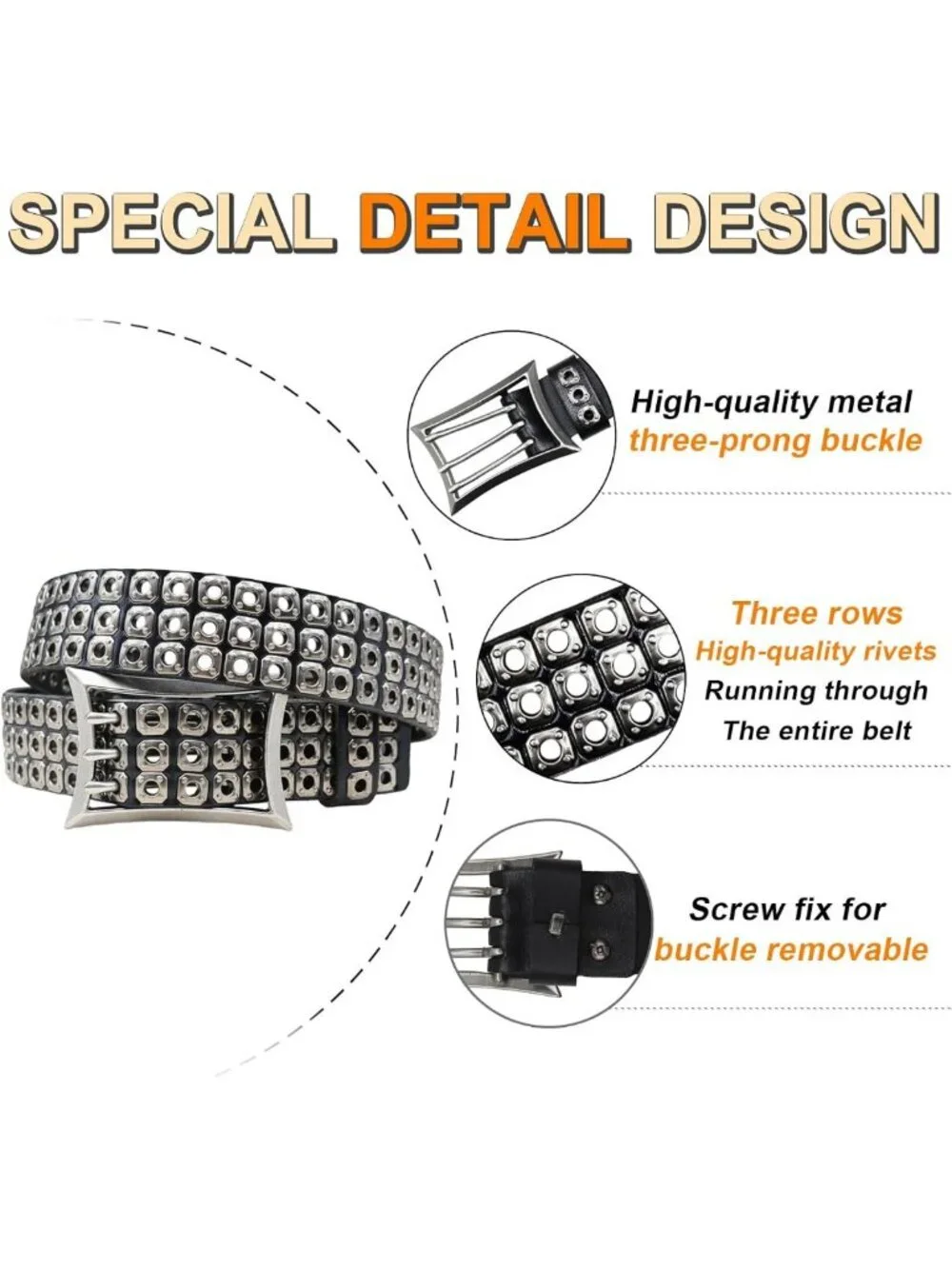 Unisex Genuine Leather Studded Punk Y2K Emo Belt - Stylish Accessory for All